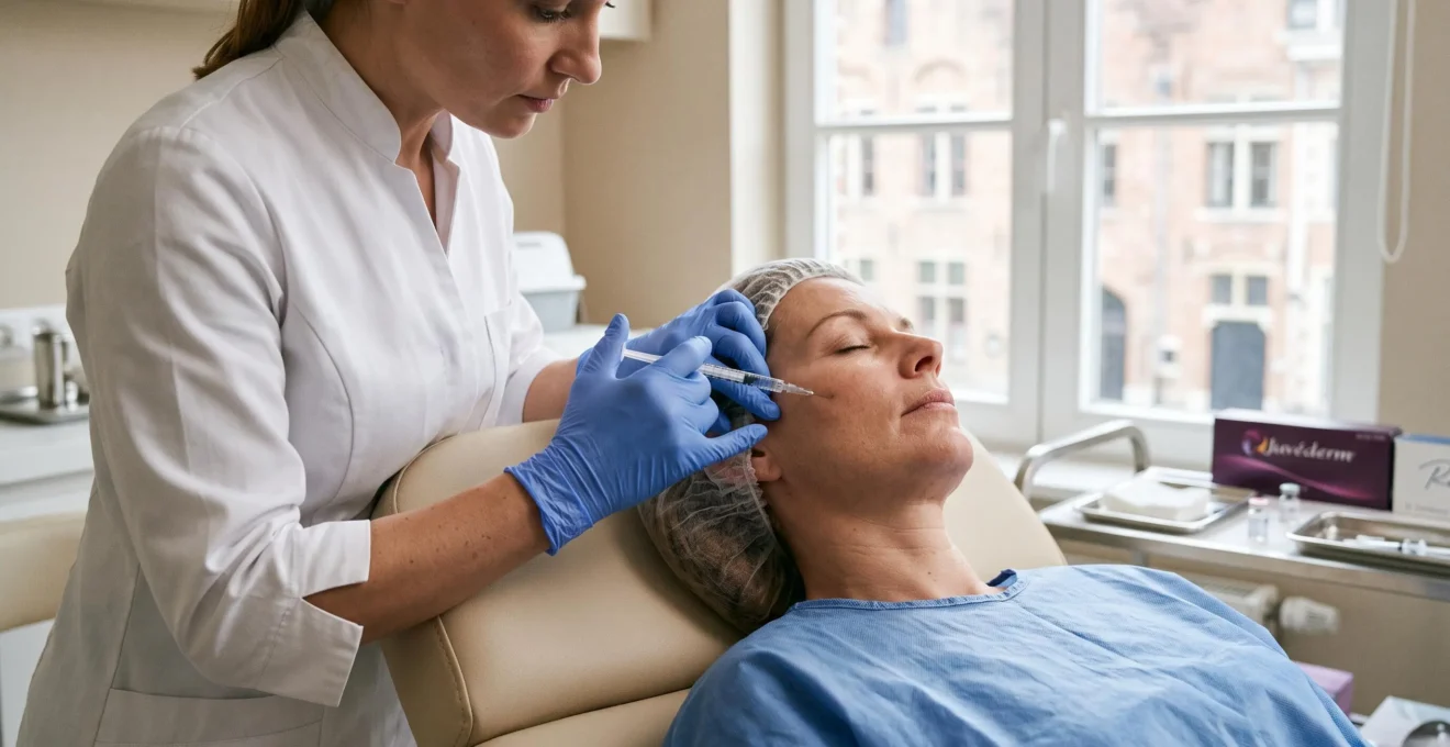 Een arts brengt een fillerinjectie aan bij een vrouw in een kliniek